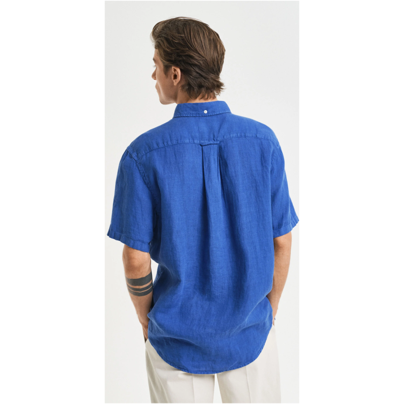 GANT Regular Fit Garment-Dyed Linen Short Sleeve Shirt